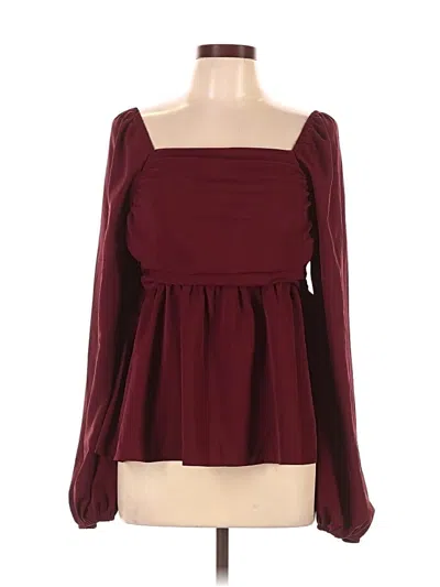 Pre-owned Shein Long Sleeve Blouse In Burgundy
