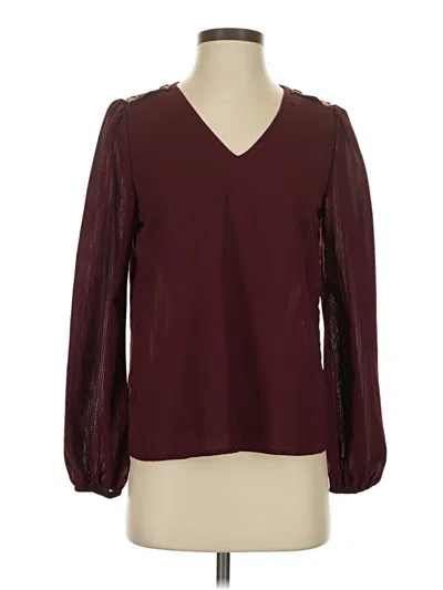 Pre-owned Shein Long Sleeve Blouse In Burgundy