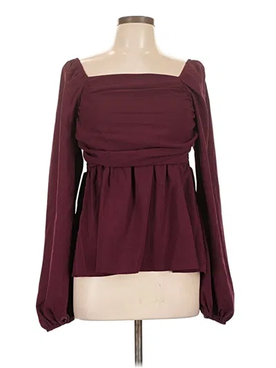 Pre-owned Shein Long Sleeve Blouse In Burgundy