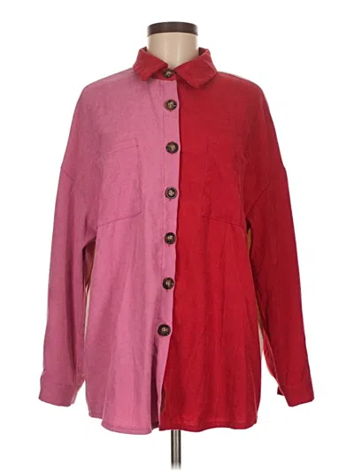 Pre-owned Shein Long Sleeve Blouse In Burgundy