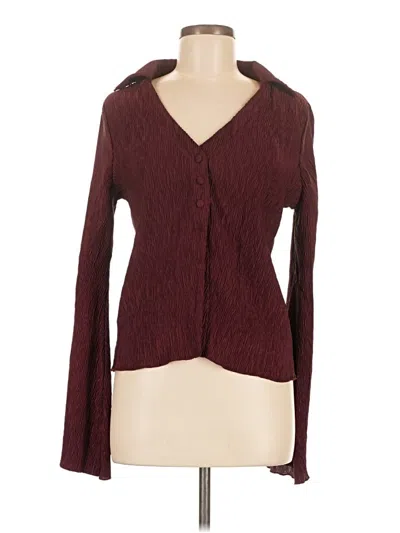 Pre-owned Shein Long Sleeve Blouse In Burgundy