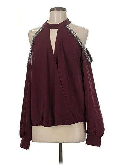 Pre-owned Shein Long Sleeve Blouse In Burgundy