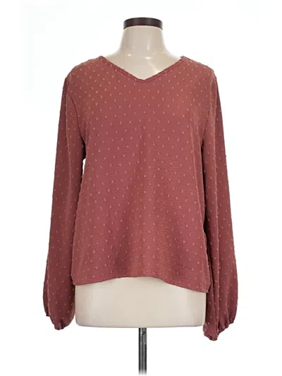Pre-owned Shein Long Sleeve Blouse In Burgundy