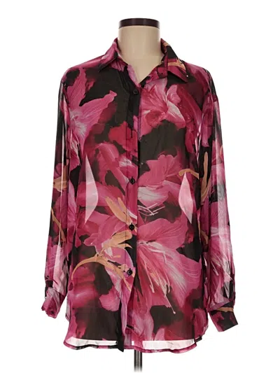 Pre-owned Shein Long Sleeve Blouse In Burgundy