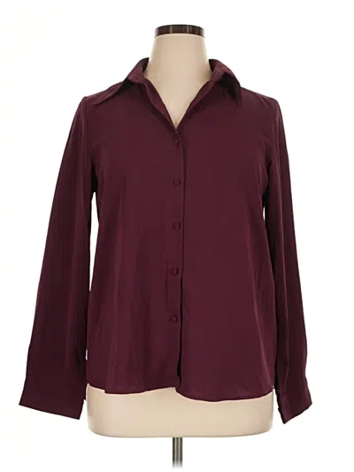 Pre-owned Shein Long Sleeve Blouse In Burgundy