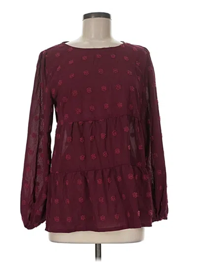 Pre-owned Shein Long Sleeve Blouse In Burgundy
