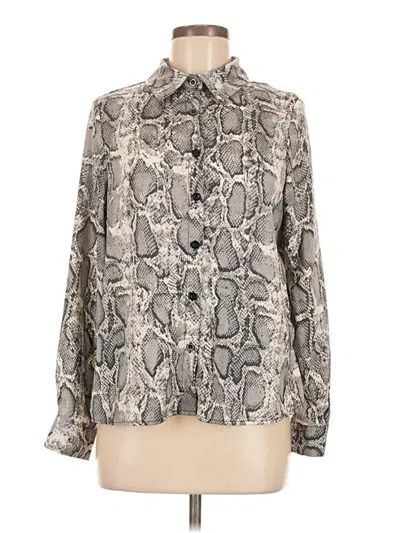 Pre-owned Shein Long Sleeve Blouse In Gray