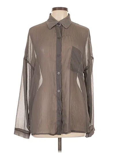 Pre-owned Shein Long Sleeve Blouse In Gray