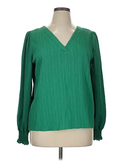 Pre-owned Shein Long Sleeve Blouse In Green