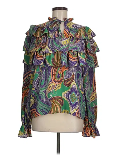 Pre-owned Shein Long Sleeve Blouse In Green