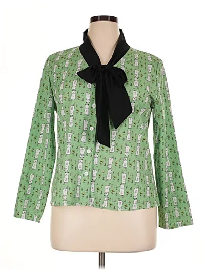 Pre-owned Shein Long Sleeve Blouse In Green