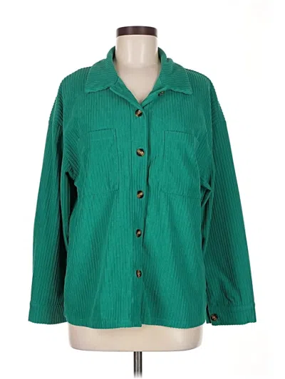 Pre-owned Shein Long Sleeve Blouse In Green