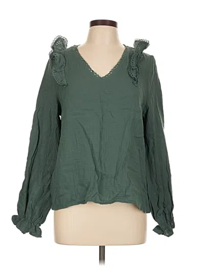 Pre-owned Shein Long Sleeve Blouse In Green