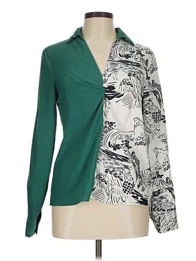 Pre-owned Shein Long Sleeve Blouse In Green