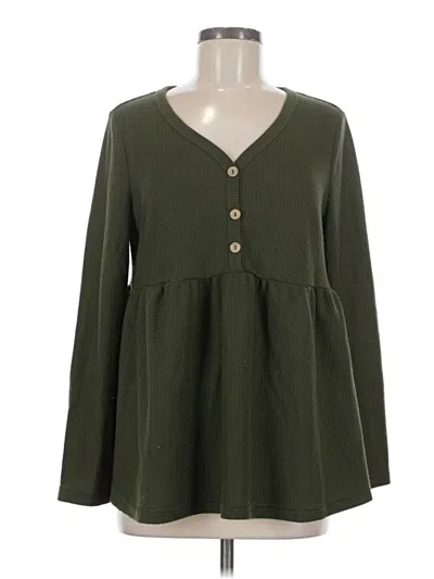 Pre-owned Shein Long Sleeve Blouse In Green