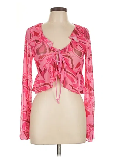 Shein Long Sleeve Blouse In Pink