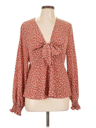 Pre-owned Shein Long Sleeve Blouse In Red