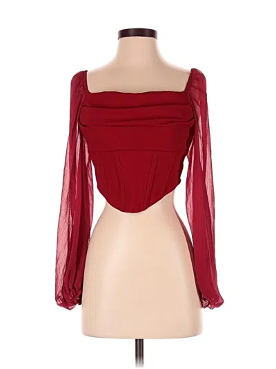 Pre-owned Shein Long Sleeve Blouse In Red
