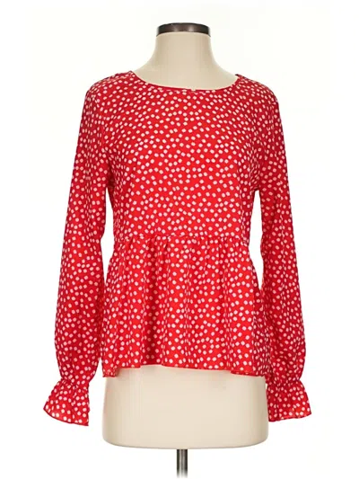 Pre-owned Shein Long Sleeve Blouse In Red