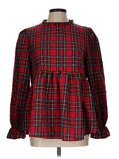 Pre-owned Shein Long Sleeve Blouse In Red