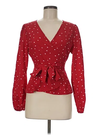 Pre-owned Shein Long Sleeve Blouse In Red
