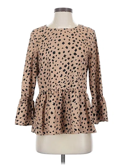 Pre-owned Shein Long Sleeve Blouse In Tan