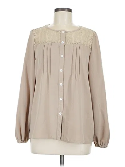 Pre-owned Shein Long Sleeve Blouse In Tan