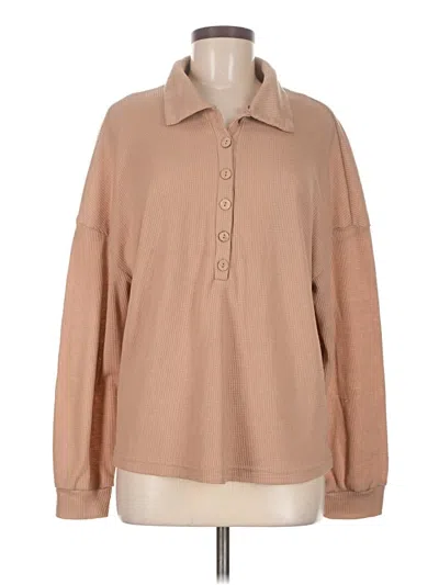 Pre-owned Shein Long Sleeve Blouse In Tan