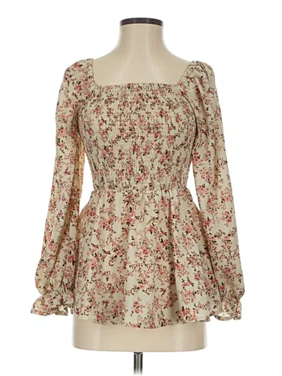 Pre-owned Shein Long Sleeve Blouse In Tan