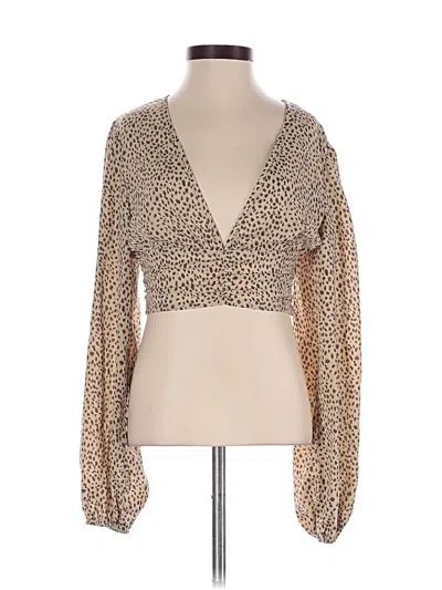 Pre-owned Shein Long Sleeve Blouse In Tan