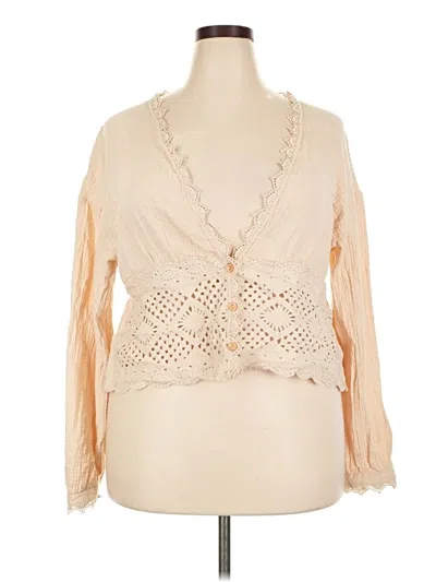 Pre-owned Shein Long Sleeve Blouse In Tan