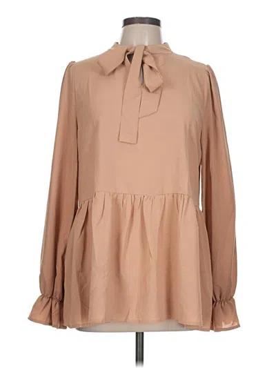 Pre-owned Shein Long Sleeve Blouse In Tan