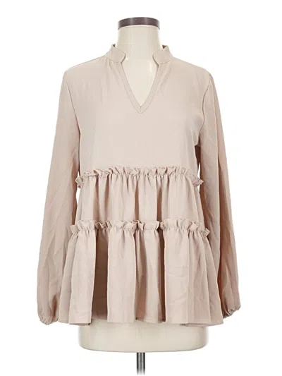 Pre-owned Shein Long Sleeve Blouse In Tan