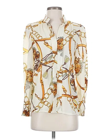 Pre-owned Shein Long Sleeve Blouse In White