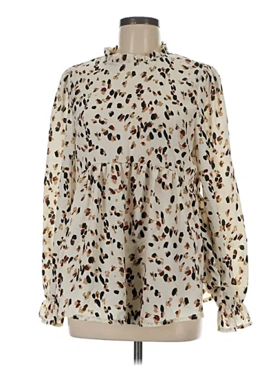 Pre-owned Shein Long Sleeve Blouse In White