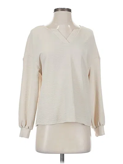 Pre-owned Shein Long Sleeve Blouse In White
