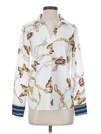 Pre-owned Shein Long Sleeve Blouse In White