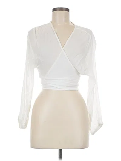 Pre-owned Shein Long Sleeve Blouse In White