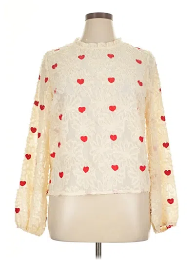 Pre-owned Shein Long Sleeve Blouse In White