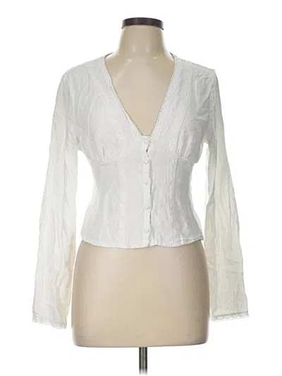 Pre-owned Shein Long Sleeve Blouse In White