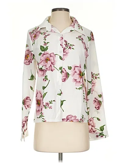 Pre-owned Shein Long Sleeve Blouse In White