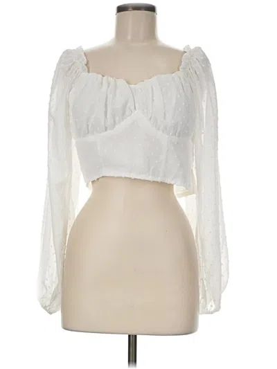 Pre-owned Shein Long Sleeve Blouse In White