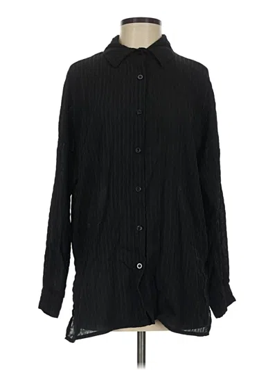 Pre-owned Shein Long Sleeve Button Down Shirt In Black