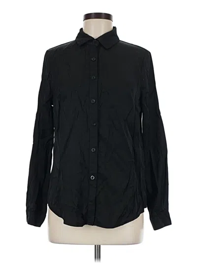 Pre-owned Shein Long Sleeve Button Down Shirt In Black