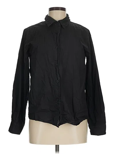 Pre-owned Shein Long Sleeve Button Down Shirt In Black