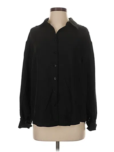 Pre-owned Shein Long Sleeve Button Down Shirt In Black