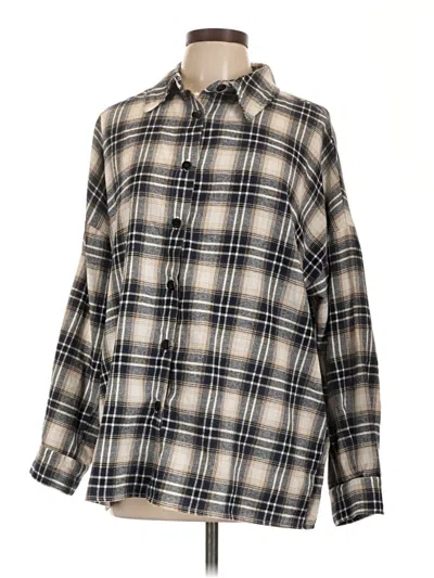Pre-owned Shein Long Sleeve Button Down Shirt In Brown