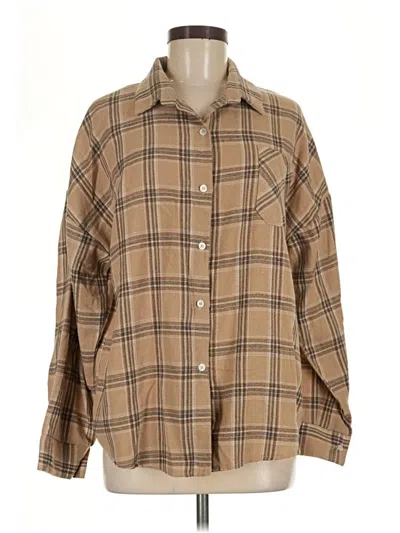 Pre-owned Shein Long Sleeve Button Down Shirt In Brown