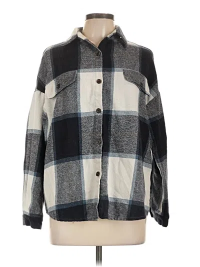 Pre-owned Shein Long Sleeve Button Down Shirt In Gray