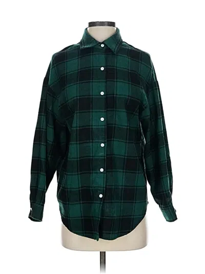 Pre-owned Shein Long Sleeve Button Down Shirt In Green